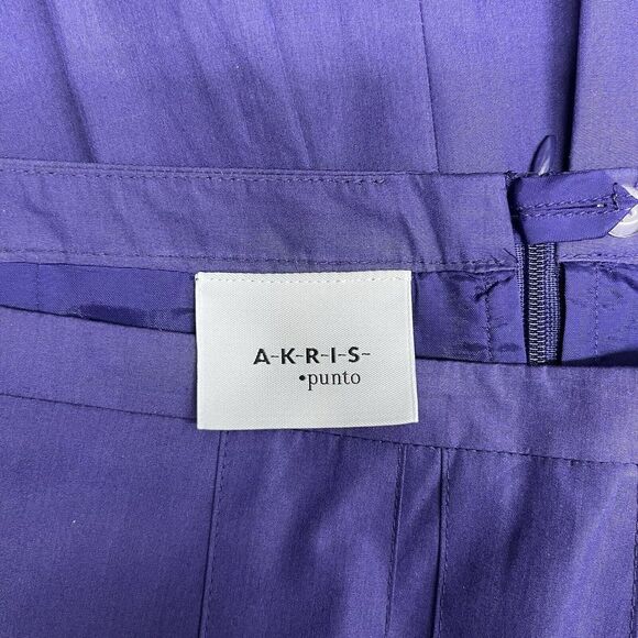 Akris Punto Pleated Skirt 100% Cotton Crochet Detail Size F 46 US‎ 14 - Picture 7 of 8